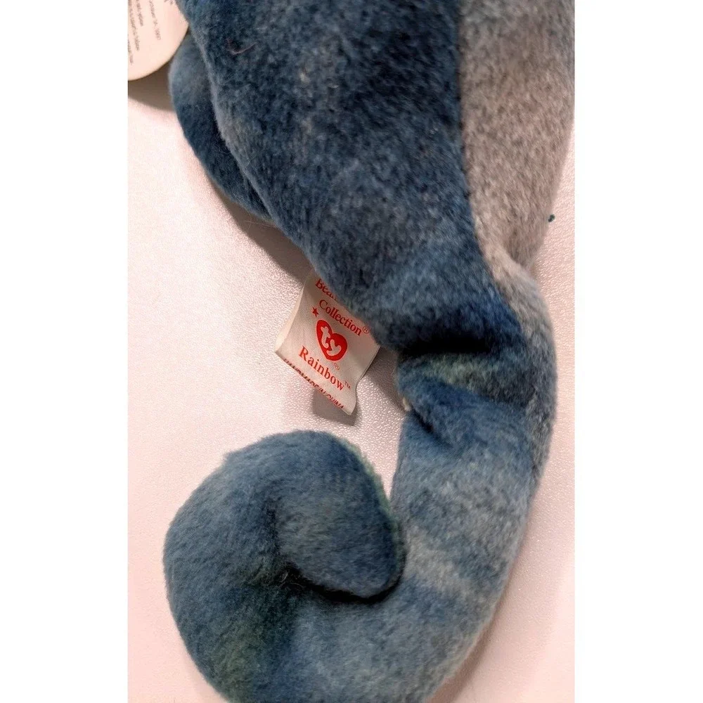 Plush Toy Ty Beanie Babies Small Blue Rainbow the Chameleon 1997 Collectible
